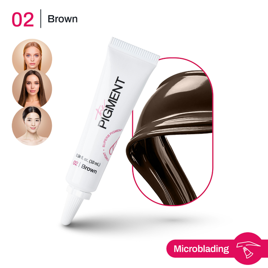 Swatch 02 Brown The Pigment Microblading: marrone medio bilanciato per sopracciglia naturali