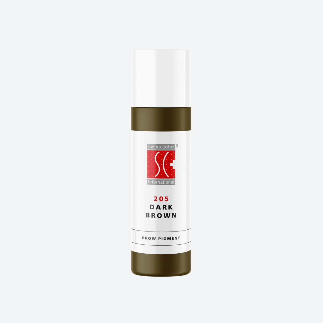 Pigmento PMU Swiss Color 205 Dark Brown colore marrone scuro neutro per sopracciglia