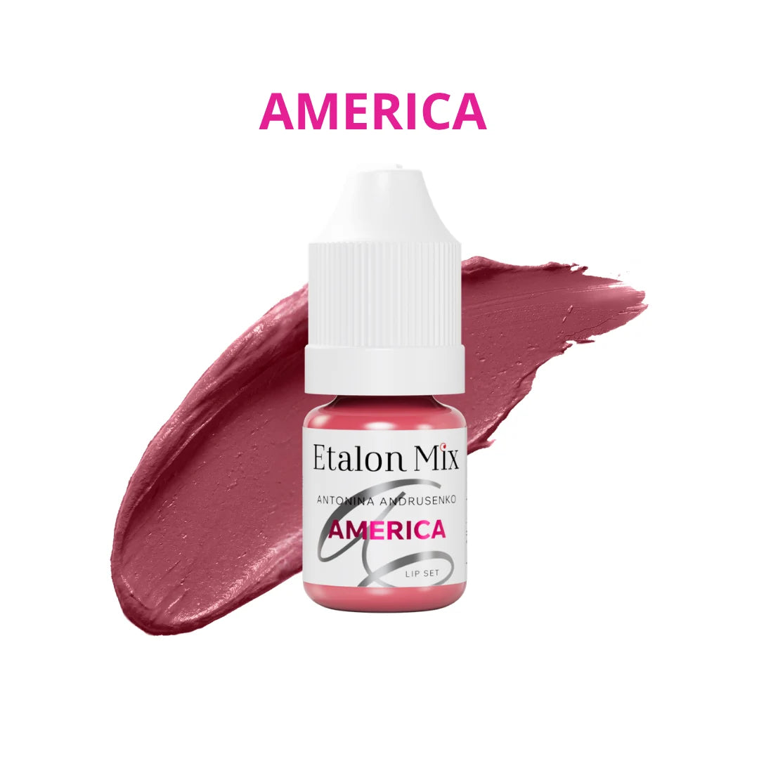 Etalon Mix America pigmento PMU labios – frasco y muestra de color