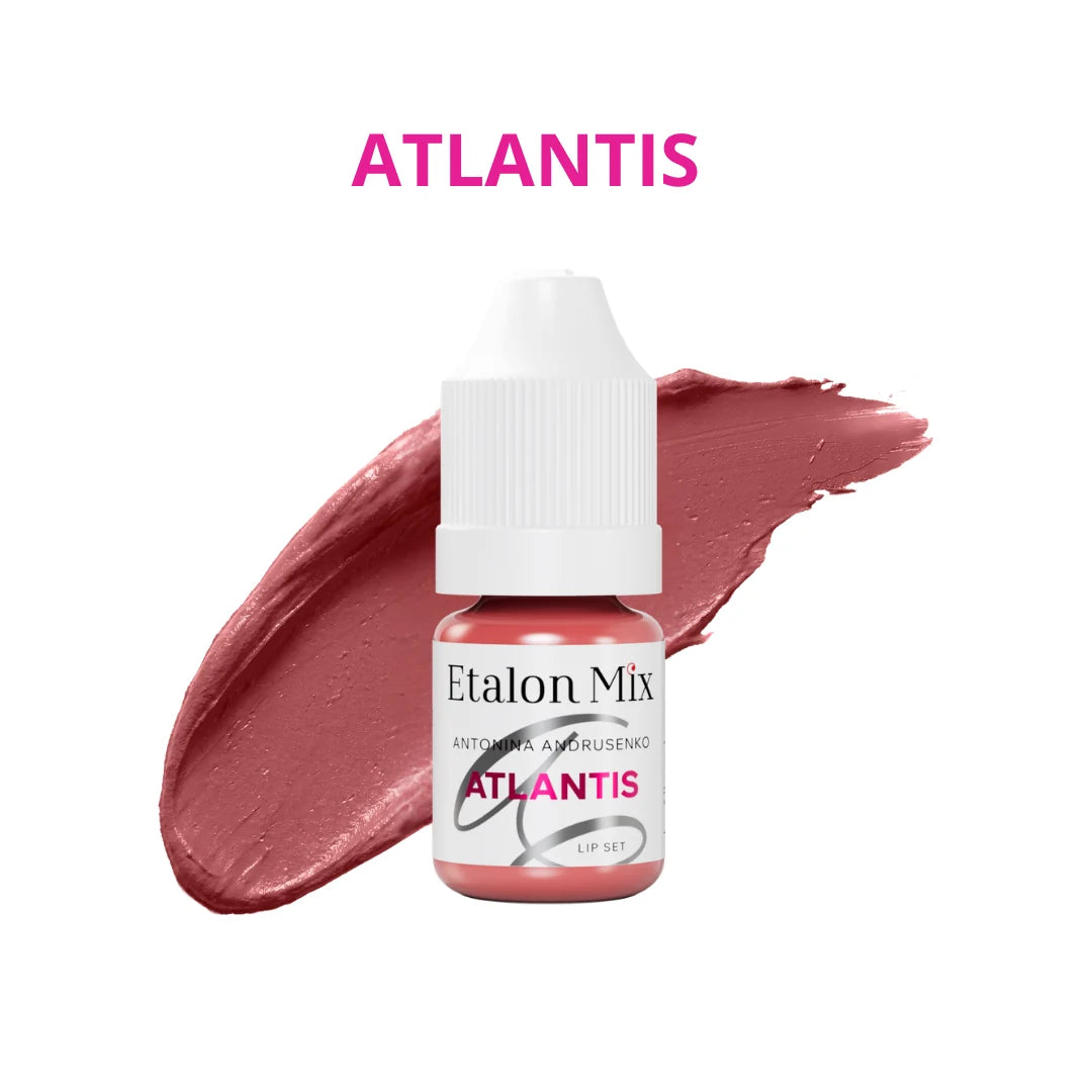 Etalon Mix Atlantis pigmento PMU labios – frasco y muestra de color