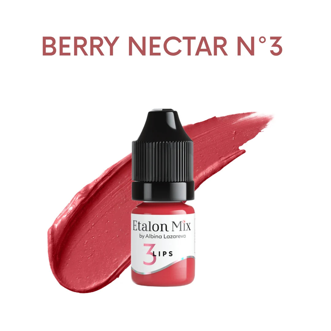 Etalon Mix Berry Nectar N°3 pigmento PMU labios – frasco y muestra de color