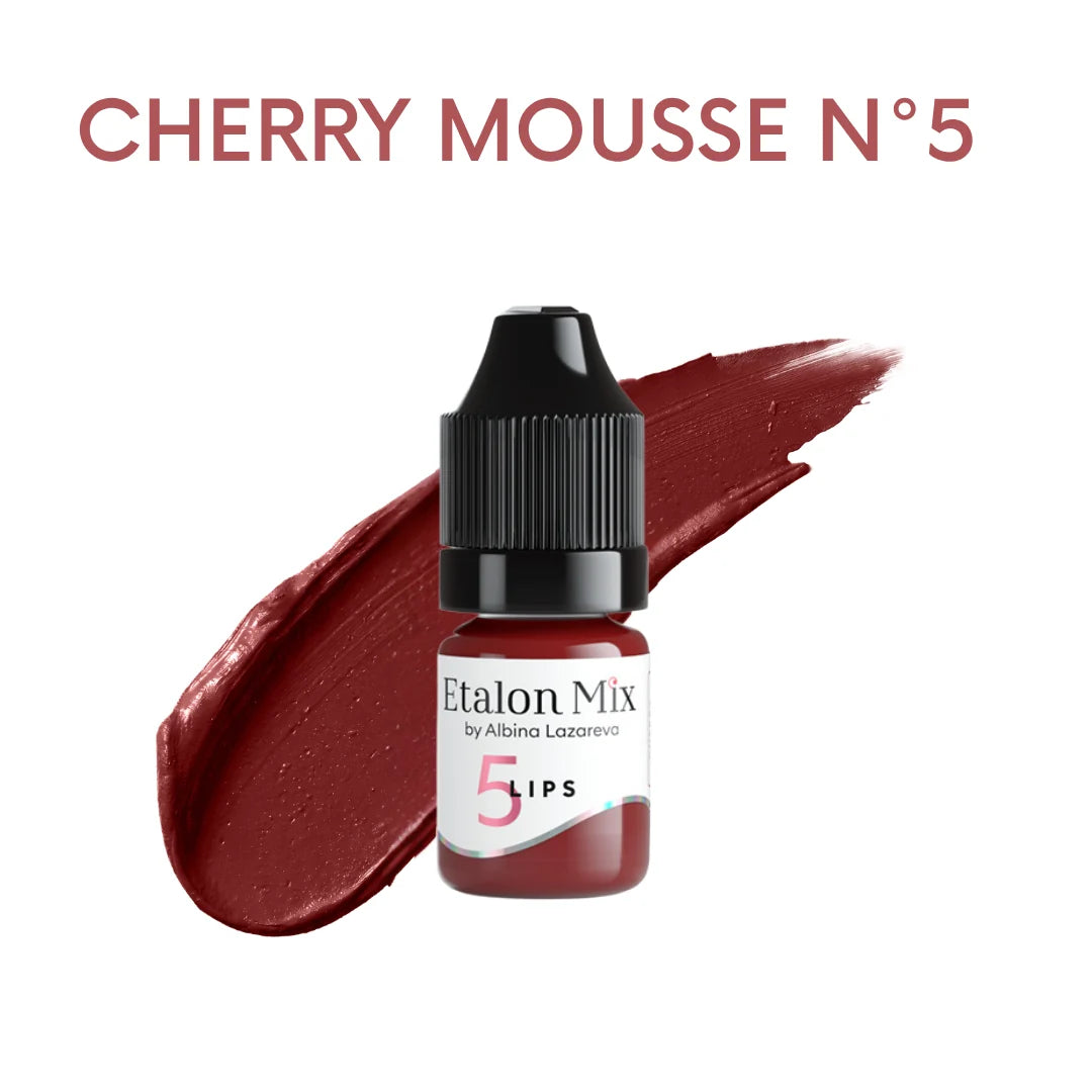 Etalon Mix Cherry Mousse N°5 pigmento PMU labios – frasco y muestra de color