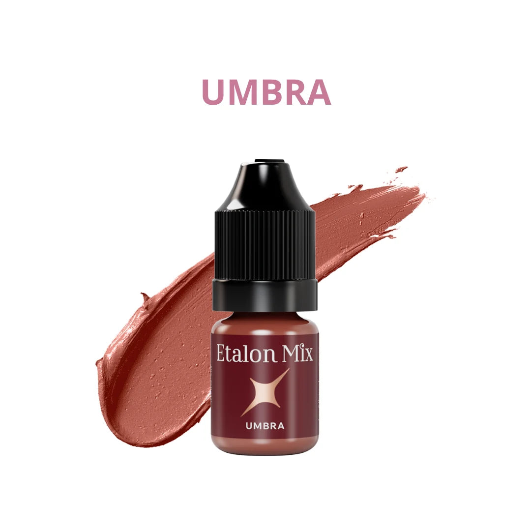 Etalon Mix Favor Umbra pigmento PMU labios – frasco y muestra de color