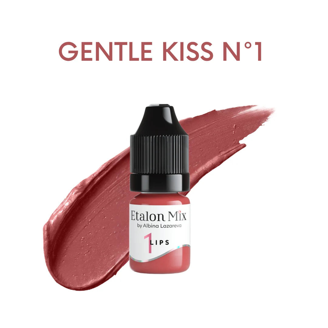 Etalon Mix Gentle Kiss N°1 pigmento PMU labios – frasco y muestra de color
