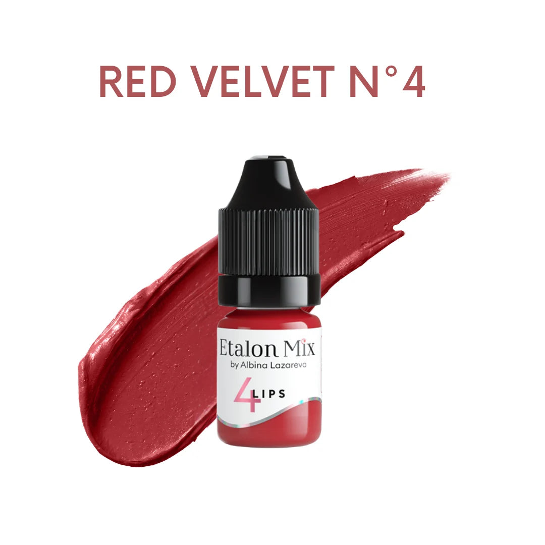 Etalon Mix Red Velvet N°4 pigmento PMU labios – frasco y muestra de color