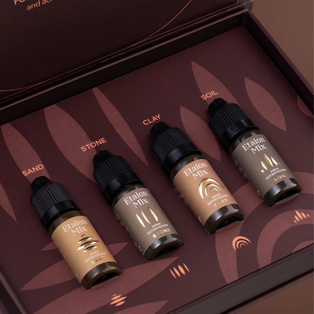 Etalon Mix Set Hyper Realism para cejas – detalle de frascos del set Hyper Realism
