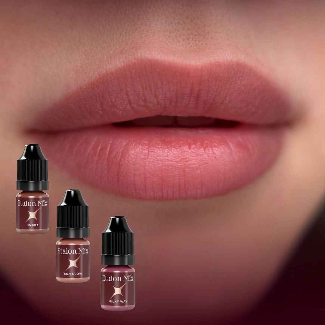 Risultato labbra con miscela Etalon Mix Favor Umbra, Sun Glow e Milky Way