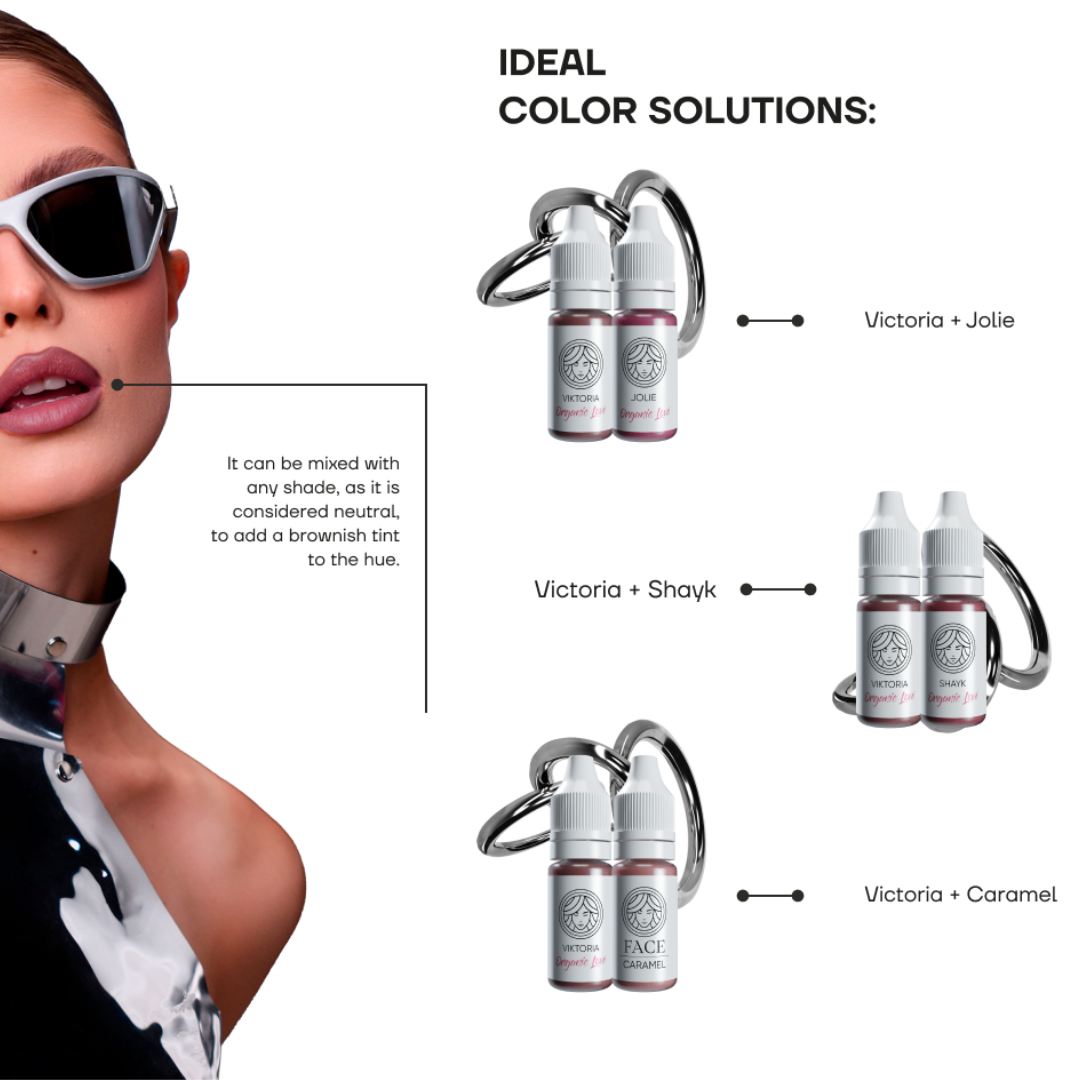 Pigmento PMU labbra FACE Victoria miscele con Jolie Tyra Jennifer risultati nude marrone professionale
