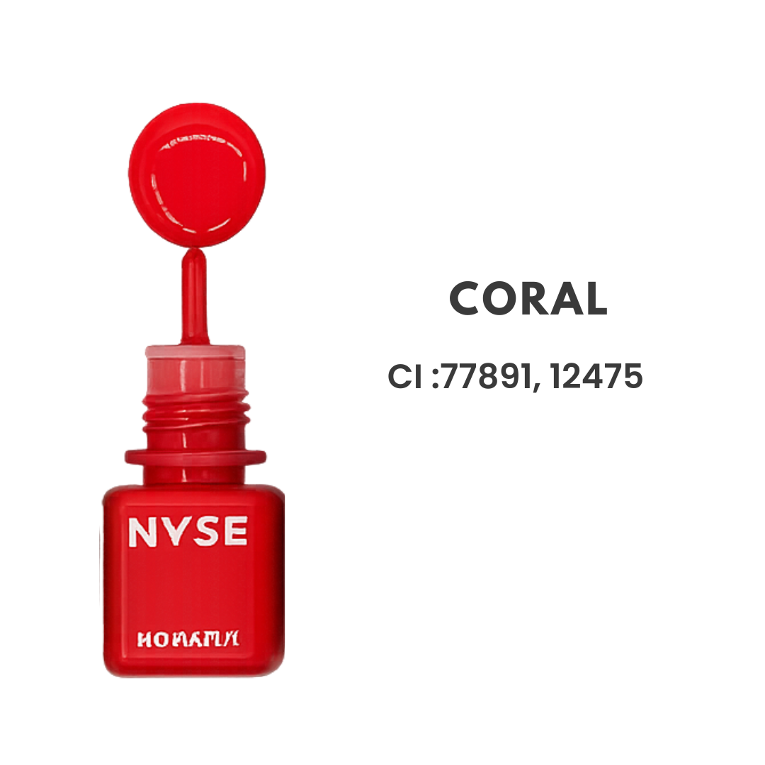 NYSE Coral pigmento PMU labbra color corallo con Color Index CI 77891 e CI 12475
