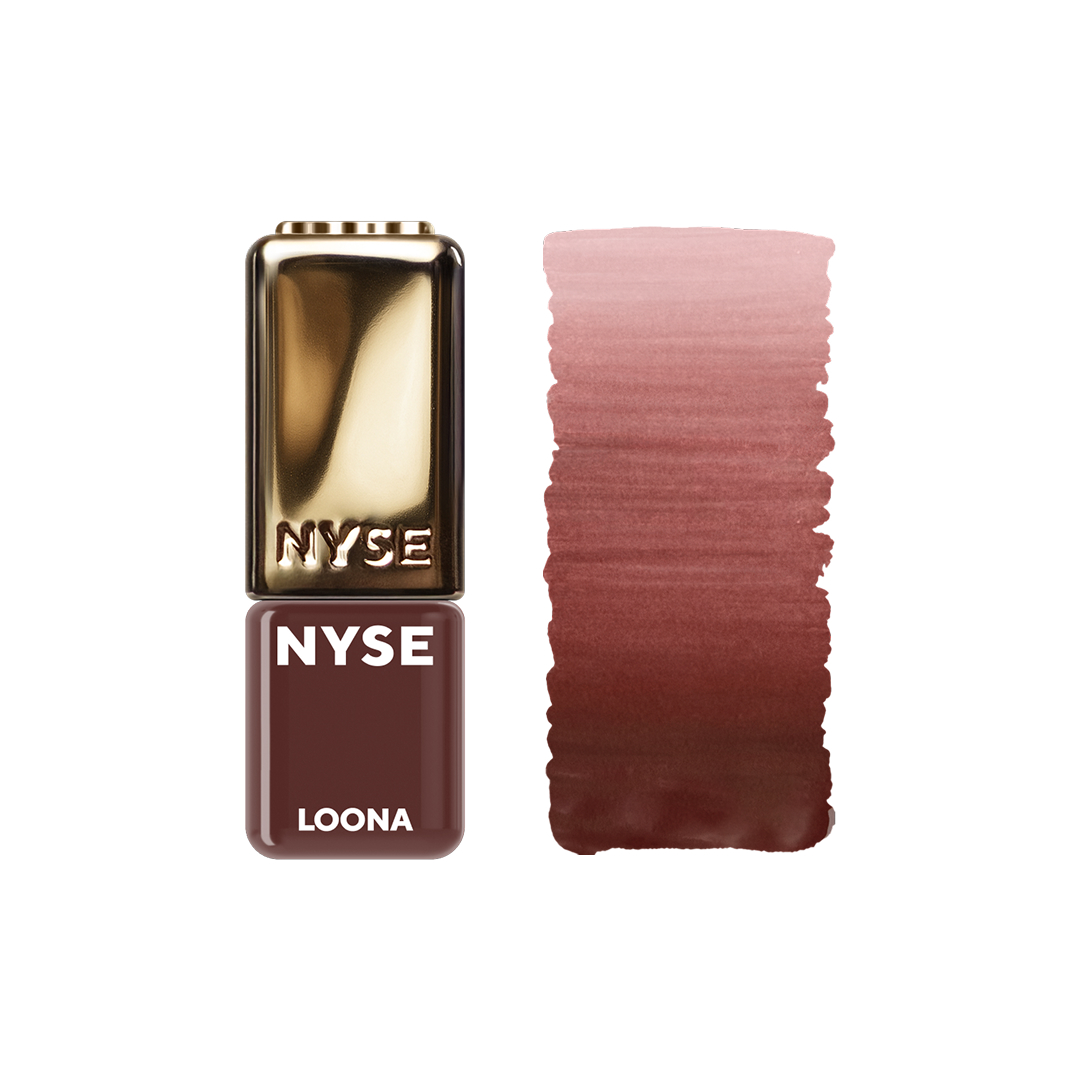 Pigmento PMU labbra NYSE Loona con swatch nude freddo marrone per lip blush naturale e trucco permanente professionale
