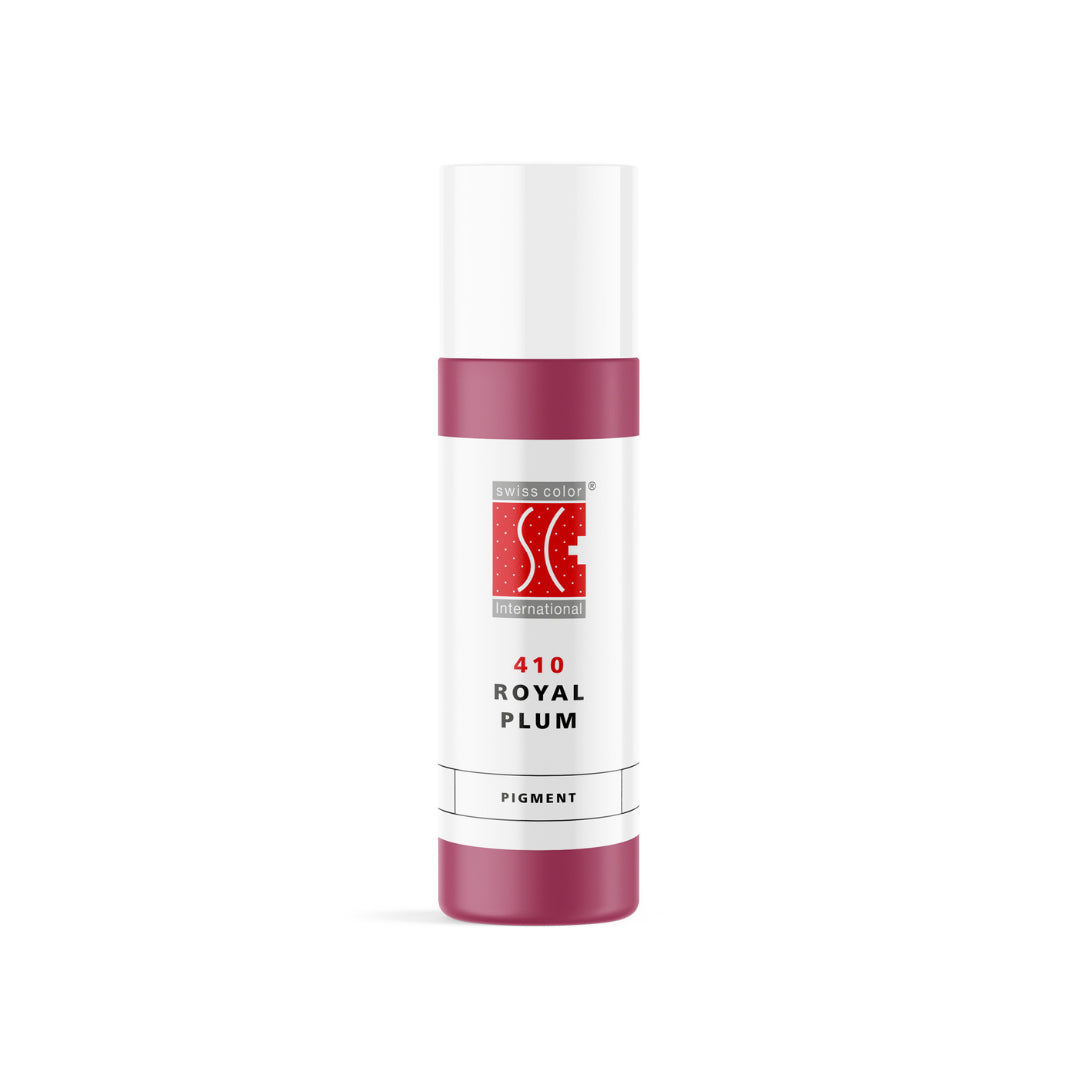 Pigmento PMU Swiss Color 410 Royal Plum magenta frío técnico frasco profesional disponible en 5 ml y 10 ml
