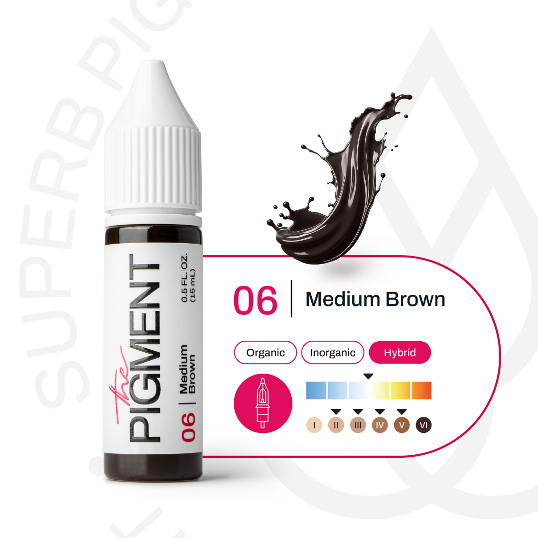 Swatch Medium Brown 06 The Pigment: marrone medio per sopracciglia PMU, effetto naturale