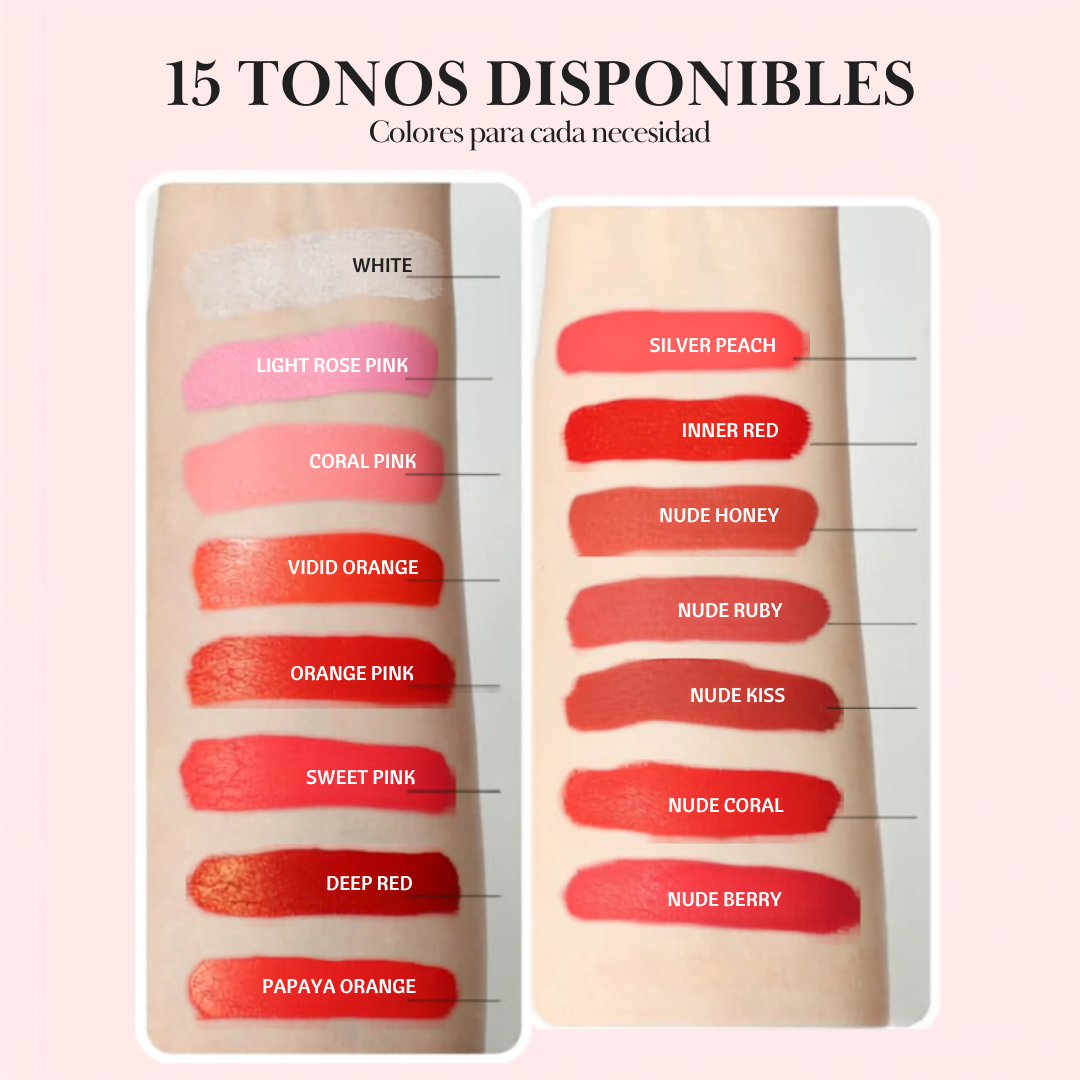 Gamma colori YDPMU Powder Lip Series con Nude Honey confronto tonalità nude calde pesca corallo e miele professionali