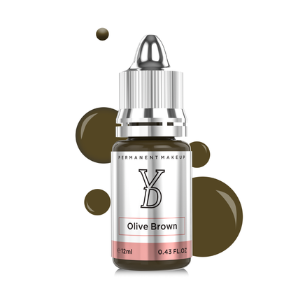 Pigmento PMU YDPMU Olive Brown 12 ml marrone freddo con sottotoni oliva e cenere flacone professionale per sopracciglia powder brows